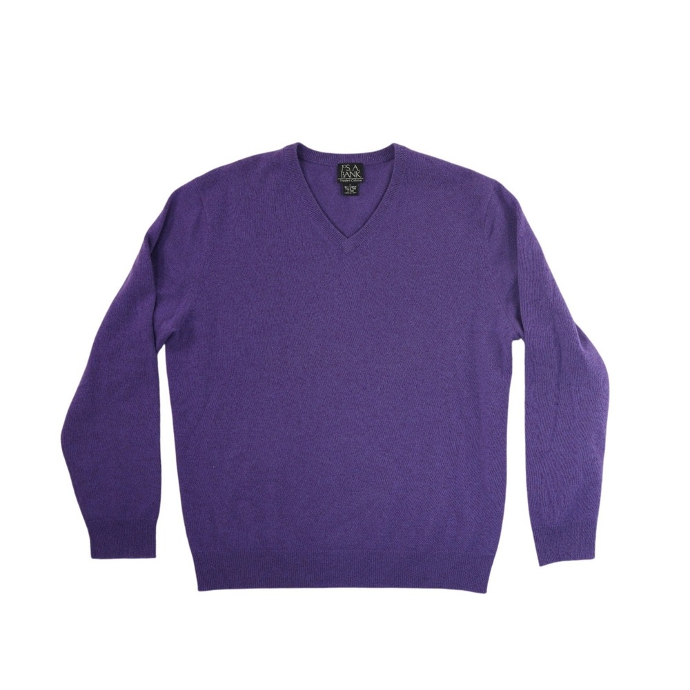 Jos A Bank 100% Cashmere Sweater Traveler Sweater Men's Size Large Purple V Neck